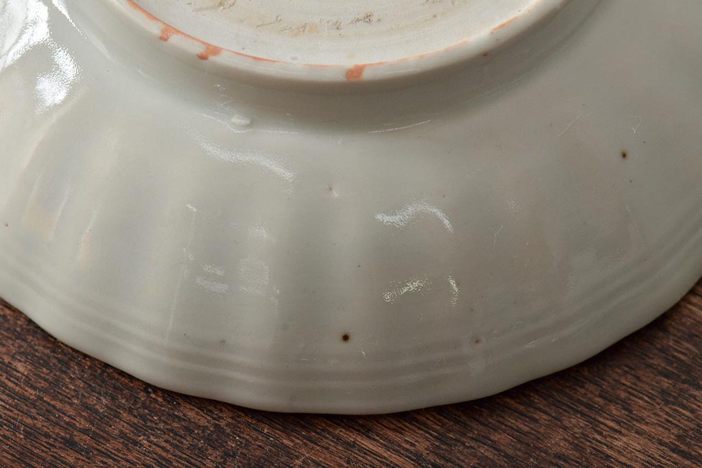 アンティーク雑貨　幕末〜明治期　伊万里焼　白磁　菊皿3枚セット(和食器)(R-043232)