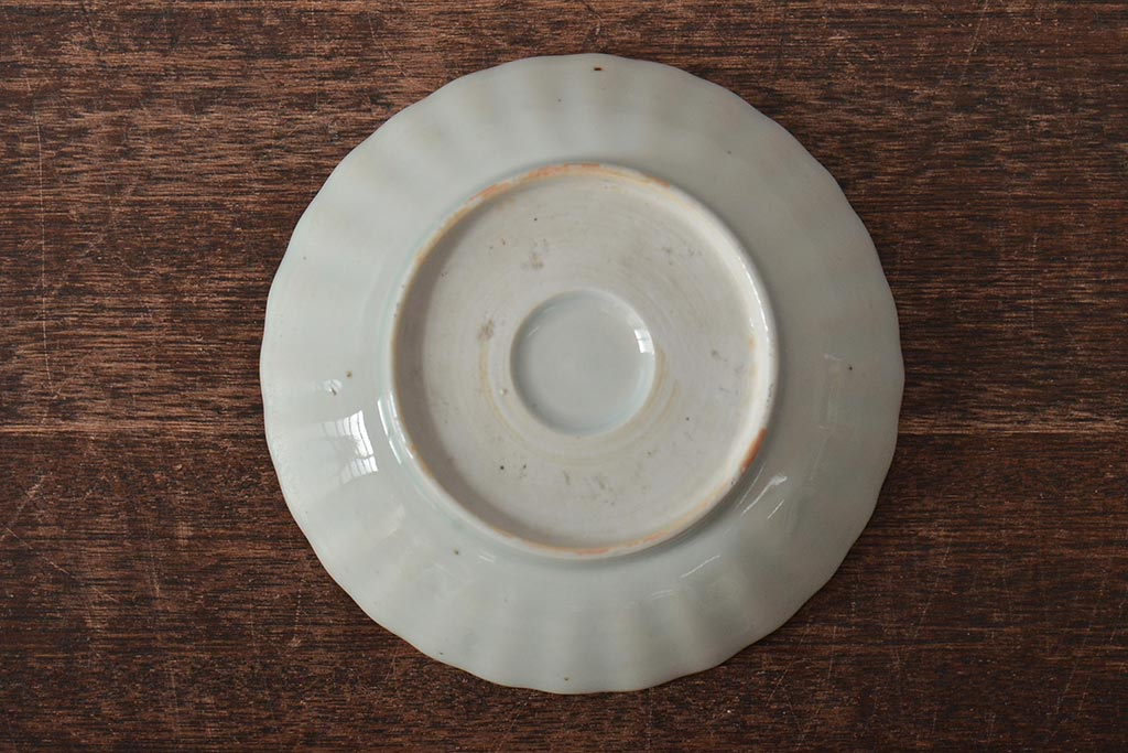 アンティーク雑貨　幕末〜明治期　伊万里焼　白磁　菊皿3枚セット(和食器)(R-043233)