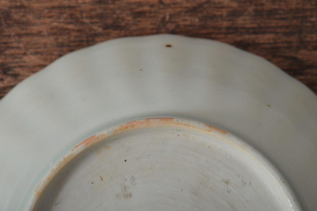 アンティーク雑貨　幕末〜明治期　伊万里焼　白磁　菊皿3枚セット(和食器)(R-043233)