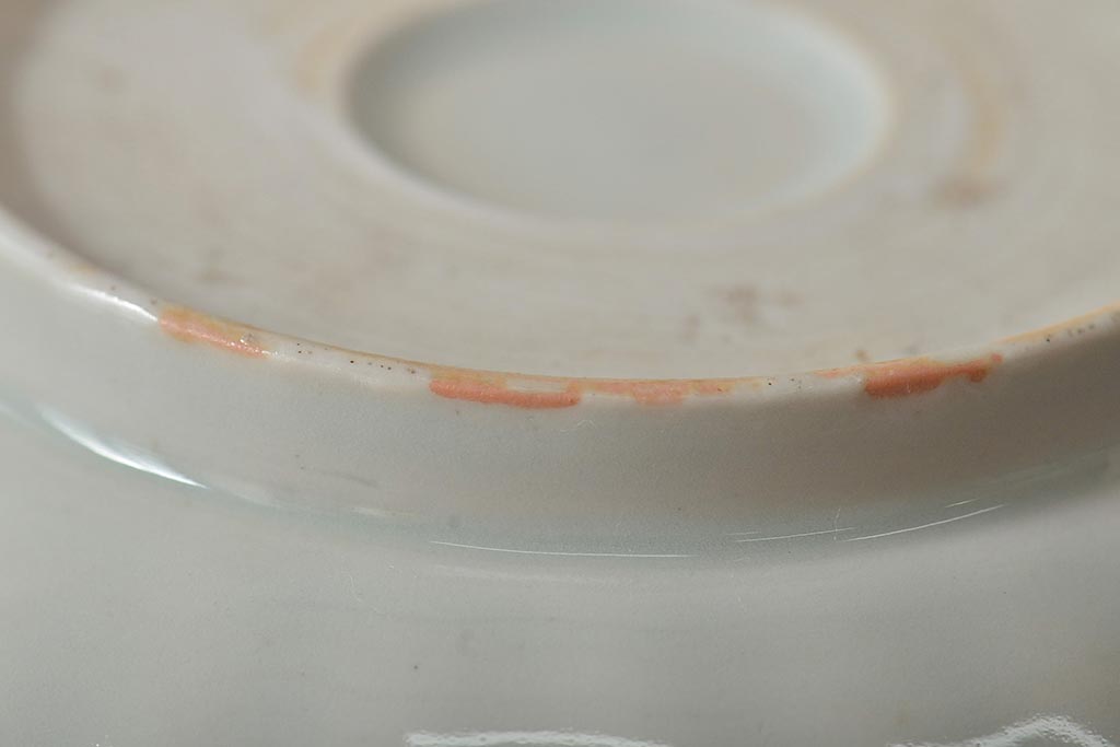 アンティーク雑貨　幕末〜明治期　伊万里焼　白磁　菊皿3枚セット(和食器)(R-043233)