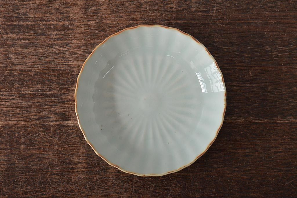 アンティーク雑貨　幕末〜明治期　伊万里焼　白磁　菊皿5枚セット(和食器)(R-043234)