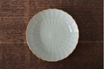 アンティーク雑貨　幕末〜明治期　伊万里焼　白磁　菊皿5枚セット(和食器)(R-043234)