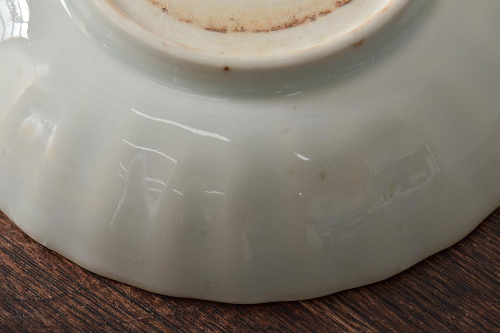 アンティーク雑貨　幕末〜明治期　伊万里焼　白磁　菊皿5枚セット(和食器)(R-043234)