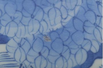 アンティーク雑貨　江戸期　古伊万里　大明成化年製　花鳥図　染付　深鉢(深皿)(R-043236)
