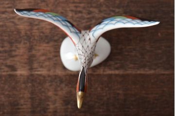 ハンガリー　HOLLOHAZA(ホロハーザ)　白鳥フィギュリン2点セット(スワン、置物、磁器)(R-043242)