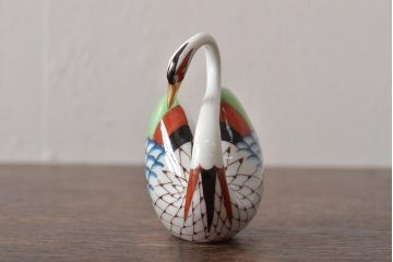 ハンガリー　HOLLOHAZA(ホロハーザ)　白鳥フィギュリン2点セット(スワン、置物、磁器)(R-043242)