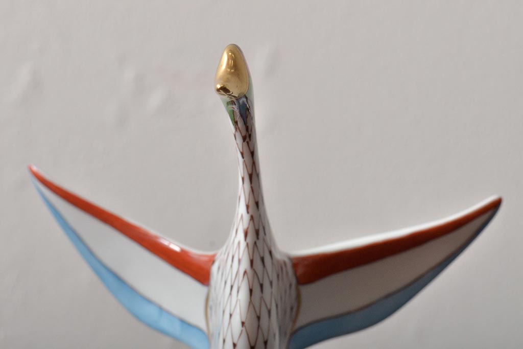 ハンガリー　HOLLOHAZA(ホロハーザ)　白鳥フィギュリン2点セット(スワン、置物、磁器)(R-043242)