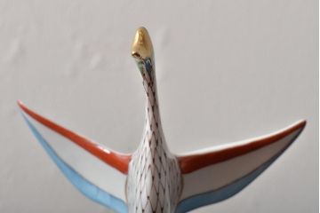 ハンガリー　HOLLOHAZA(ホロハーザ)　白鳥フィギュリン2点セット(スワン、置物、磁器)(R-043242)