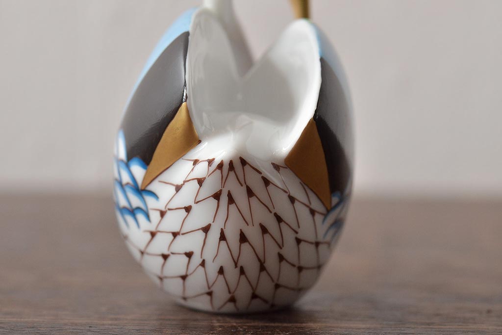 ハンガリー　HOLLOHAZA(ホロハーザ)　白鳥フィギュリン2点セット(スワン、置物、磁器)(R-043242)