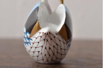 ハンガリー　HOLLOHAZA(ホロハーザ)　白鳥フィギュリン2点セット(スワン、置物、磁器)(R-043242)