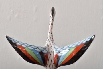 ハンガリー　HOLLOHAZA(ホロハーザ)　白鳥フィギュリン2点セット(スワン、置物、磁器)(R-043242)