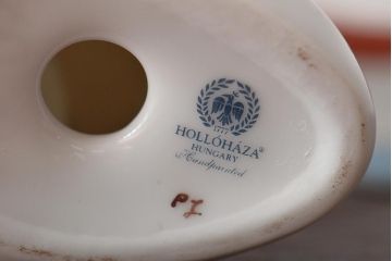 ハンガリー　HOLLOHAZA(ホロハーザ)　白鳥フィギュリン2点セット(スワン、置物、磁器)(R-043242)