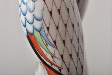 ハンガリー　HOLLOHAZA(ホロハーザ)　オウムフィギュリン(インコ?、鳥、置物、磁器)(R-043243)