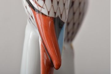 ハンガリー　HOLLOHAZA(ホロハーザ)　オウムフィギュリン(インコ?、鳥、置物、磁器)(R-043243)