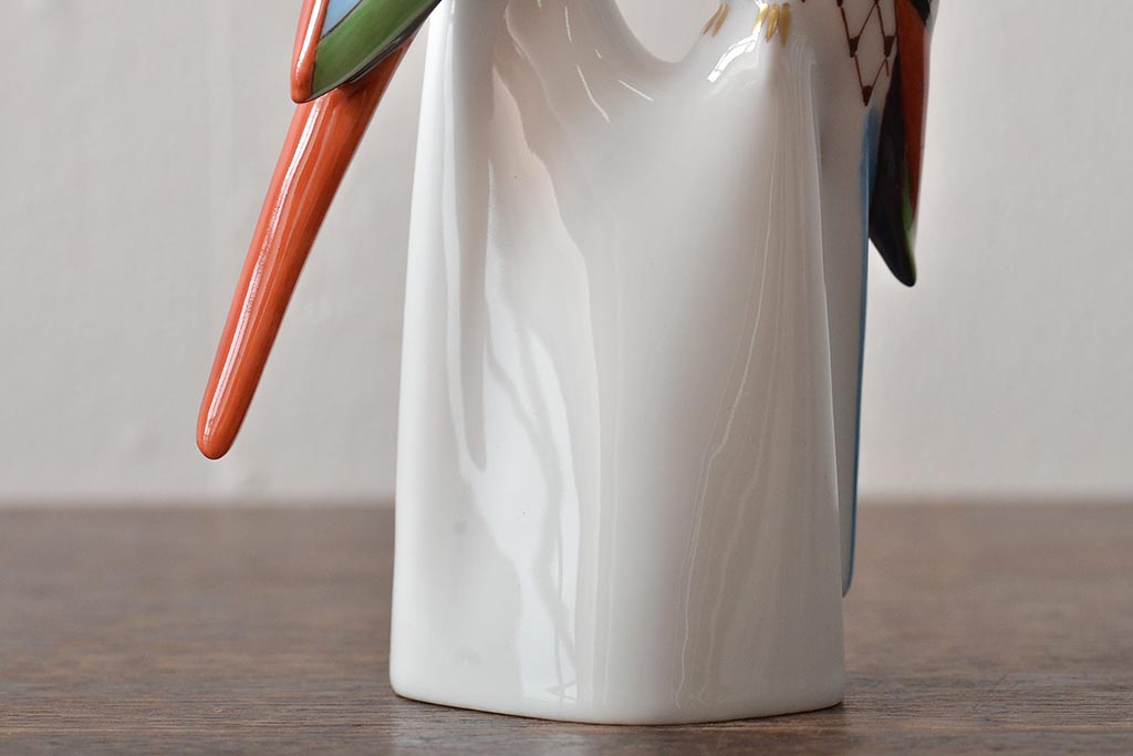 ハンガリー　HOLLOHAZA(ホロハーザ)　オウムフィギュリン(インコ?、鳥、置物、磁器)(R-043243)