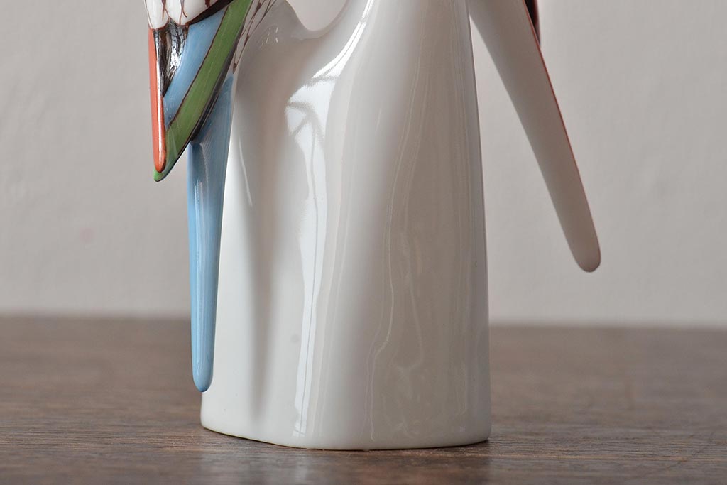 ハンガリー　HOLLOHAZA(ホロハーザ)　オウムフィギュリン(インコ?、鳥、置物、磁器)(R-043243)