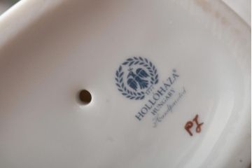 ハンガリー　HOLLOHAZA(ホロハーザ)　オウムフィギュリン(インコ?、鳥、置物、磁器)(R-043243)