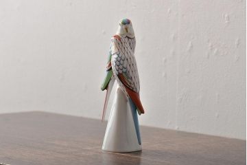 ハンガリー　HOLLOHAZA(ホロハーザ)　オウムフィギュリン(インコ?、鳥、置物、磁器)(R-043243)