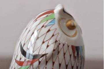 ハンガリー　HEREND(ヘレンド)　HOLLOHAZA(ホロハーザ)　フクロウ(梟)フィギュリン2点セット(ミミズク、置物、磁器)(R-043245)