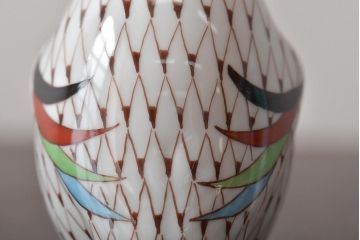 ハンガリー　HEREND(ヘレンド)　HOLLOHAZA(ホロハーザ)　フクロウ(梟)フィギュリン2点セット(ミミズク、置物、磁器)(R-043245)