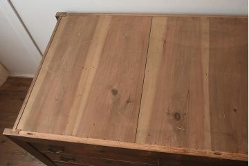 アンティーク家具　明治期　ヒノキ材・欅材　味わいのある収納箪笥(サイドボード、水屋箪笥、戸棚、引き出し、チェスト)(R-043249)