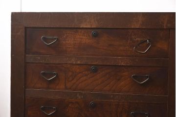 アンティーク家具　明治期　ヒノキ材・欅材　重ね収納箪笥(水屋箪笥、引き出し、チェスト、夜具箪笥、布団箪笥)(R-043250)