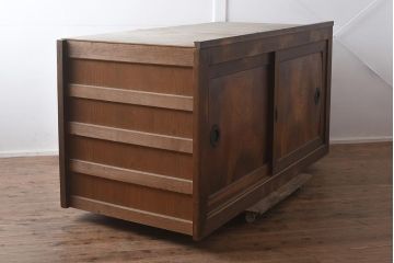 アンティーク家具　明治期　ヒノキ材・欅材　重ね収納箪笥(水屋箪笥、引き出し、チェスト、夜具箪笥、布団箪笥)(R-043250)