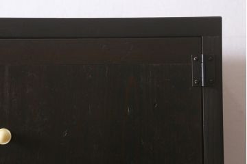 ラフジュ工房オリジナル　6×3マス　古材リメイク　モミの木　白い取っ手がアクセントのマス目棚(収納棚、下駄箱)(R-043253)