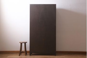 ラフジュ工房オリジナル　6×3マス　古材リメイク　モミの木　白い取っ手がアクセントのマス目棚(収納棚、下駄箱)(R-043253)