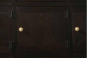 ラフジュ工房オリジナル　6×3マス　古材リメイク　モミの木　白い取っ手がアクセントのマス目棚(収納棚、下駄箱)(R-043253)
