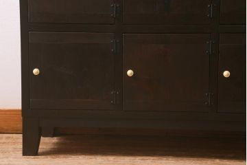 ラフジュ工房オリジナル　6×3マス　古材リメイク　モミの木　白い取っ手がアクセントのマス目棚(収納棚、下駄箱)(R-043253)