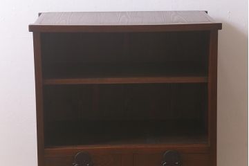 アンティーク家具　和製アンティーク　脚付きリメイク　ケヤキの杢目が美しいシンプルな帳場箪笥(収納棚、時代箪笥、戸棚)(R-043254)