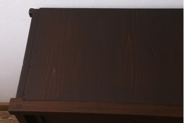 アンティーク家具　和製アンティーク　脚付きリメイク　ケヤキの杢目が美しいシンプルな帳場箪笥(収納棚、時代箪笥、戸棚)(R-043254)