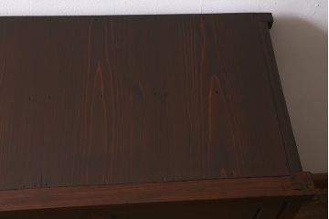 アンティーク家具　和製アンティーク　脚付きリメイク　ケヤキの杢目が美しいシンプルな帳場箪笥(収納棚、時代箪笥、戸棚)(R-043254)