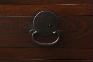 アンティーク家具　和製アンティーク　脚付きリメイク　ケヤキの杢目が美しいシンプルな帳場箪笥(収納棚、時代箪笥、戸棚)(R-043254)