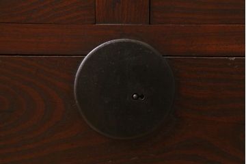 アンティーク家具　和製アンティーク　脚付きリメイク　ケヤキの杢目が美しいシンプルな帳場箪笥(収納棚、時代箪笥、戸棚)(R-043254)