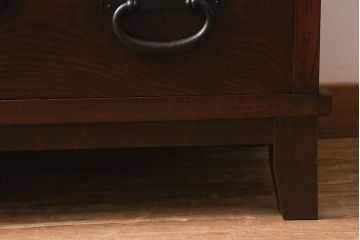 アンティーク家具　和製アンティーク　脚付きリメイク　ケヤキの杢目が美しいシンプルな帳場箪笥(収納棚、時代箪笥、戸棚)(R-043254)