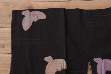 アンティーク着物　大正昭和初期　黒縮緬ふくら雀柄　道行コート(正絹古布)(R-043260)
