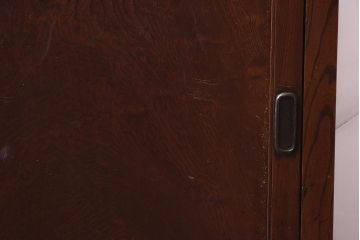 アンティーク家具　明治大正期　前面欅(ケヤキ)材・玉杢材　漆塗り　重ね収納箪笥(水屋箪笥、戸棚)(R-043280)