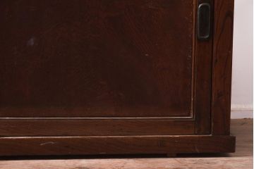 アンティーク家具　明治大正期　前面欅(ケヤキ)材・玉杢材　漆塗り　重ね収納箪笥(水屋箪笥、戸棚)(R-043280)