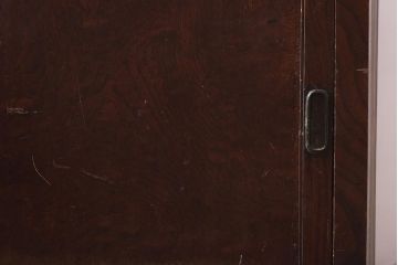 アンティーク家具　明治大正期　前面欅(ケヤキ)材・玉杢材　漆塗り　重ね収納箪笥(水屋箪笥、戸棚)(R-043280)