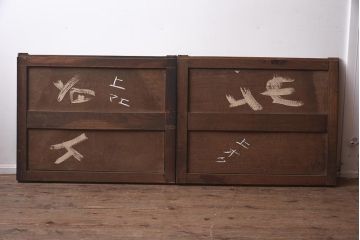 アンティーク家具　明治大正期　前面欅(ケヤキ)材・玉杢材　漆塗り　重ね収納箪笥(水屋箪笥、戸棚)(R-043280)