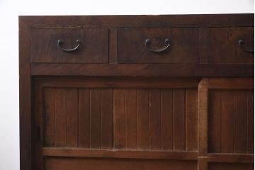 アンティーク家具　明治大正期　落ち着いた雰囲気が魅力の水屋箪笥(重ね戸棚、収納棚、収納箪笥)(R-043283)