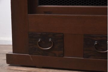 アンティーク家具　前板黒柿材　上質な4尺水屋サイドボード(四尺水屋箪笥、戸棚、収納棚)(R-043284)