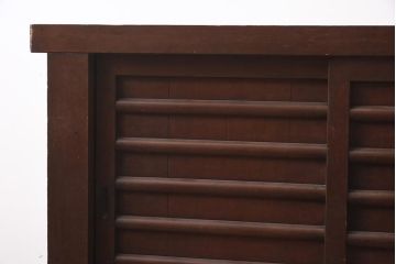 アンティーク家具　前板黒柿材　和モダンにおすすめの4尺水屋箪笥(四尺重ね水屋、戸棚、収納棚)(R-043286)