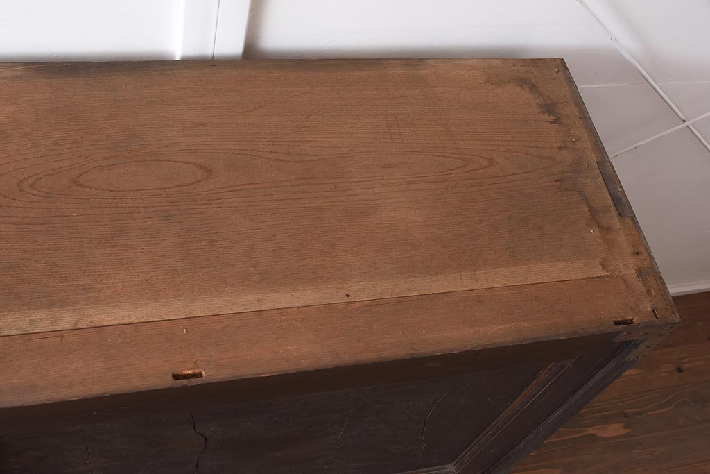 アンティーク家具　明治期　三方ケヤキ材　激レア!貫禄漂う上手物の帳場大箪笥(収納箪笥、引き出し)(R-043294)