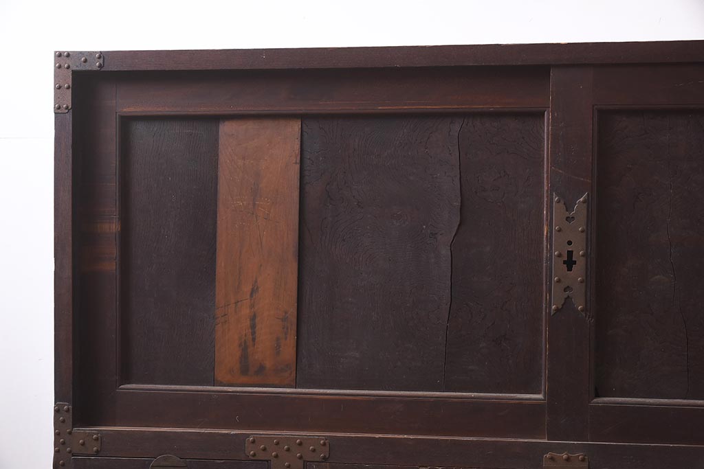 アンティーク家具　明治期　三方ケヤキ材　激レア!貫禄漂う上手物の帳場大箪笥(収納箪笥、引き出し)(R-043294)