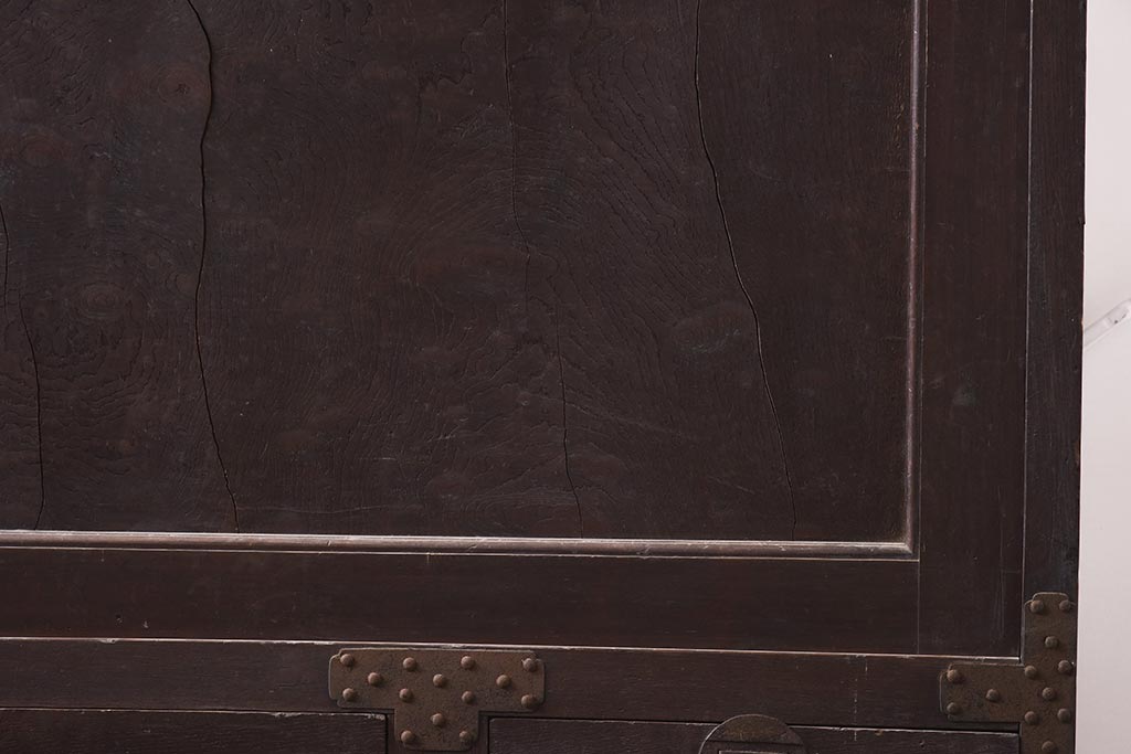 アンティーク家具　明治期　三方ケヤキ材　激レア!貫禄漂う上手物の帳場大箪笥(収納箪笥、引き出し)(R-043294)