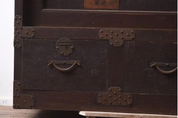 アンティーク家具　明治期　三方ケヤキ材　激レア!貫禄漂う上手物の帳場大箪笥(収納箪笥、引き出し)(R-043294)