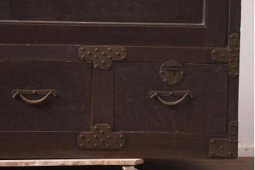 アンティーク家具　明治期　三方ケヤキ材　激レア!貫禄漂う上手物の帳場大箪笥(収納箪笥、引き出し)(R-043294)